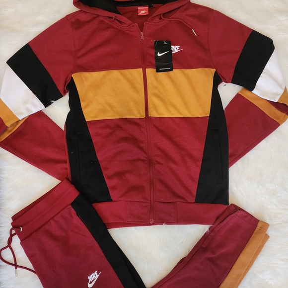 Nike Burgundy and Mustard Tracksuit - Picture 1 of 5